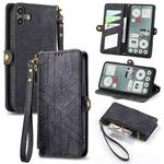 For Nothing CMF Phone 1 Geometric Zipper Wallet Side Buckle Leather Phone Case(Black)