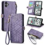 For Nothing CMF Phone 1 Geometric Zipper Wallet Side Buckle Leather Phone Case(Purple)