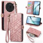 For Nothing Phone 3a Pro Geometric Zipper Wallet Side Buckle Leather Phone Case(Pink)
