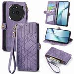 For Nothing Phone 3a Pro Geometric Zipper Wallet Side Buckle Leather Phone Case(Purple)