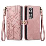 For OnePlus Nord CE 4 Geometric Zipper Wallet Side Buckle Leather Phone Case(Pink)
