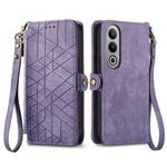 For OnePlus Nord CE 4 Geometric Zipper Wallet Side Buckle Leather Phone Case(Purple)
