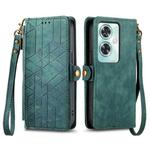 For OnePlus Nord N30 SE Geometric Zipper Wallet Side Buckle Leather Phone Case(Green)