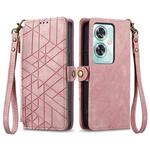 For OnePlus Nord N30 SE Geometric Zipper Wallet Side Buckle Leather Phone Case(Pink)