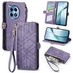 For OnePlus Ace 3 Pro Geometric Zipper Wallet Side Buckle Leather Phone Case(Purple)