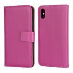 Leather Horizontal Flip Holster for iPhone X/XS with Magnetic Clasp and Bracket and Card Slot and Wallet(Magenta)