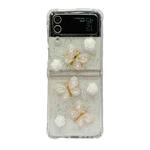 For Samsung Galaxy Z Flip4 Three-dimensional Butterfly Glitter TPU  Phone Case(Gold)
