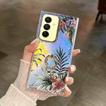 For Samsung Galaxy A15 5G Electroplating Laser Flower Ring Holder TPU Phone Case(Leaves AH12)