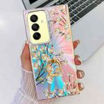 For Samsung Galaxy A15 5G Electroplating Laser Flower Ring Holder TPU Phone Case(Pear Blossom AH17)