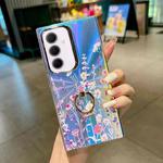 For Samsung Galaxy A35 5G Electroplating Laser Flower Ring Holder TPU Phone Case(Flower AH1)