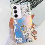 For Samsung Galaxy A35 5G Electroplating Laser Flower Ring Holder TPU Phone Case(Morning Glory AH16)