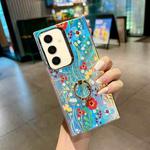 For Samsung Galaxy S24+ 5G Electroplating Laser Flower Ring Holder TPU Phone Case(Flower AH6)