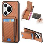 For Huawei Pura 70 Carbon Fiber Vertical Flip Wallet Stand Phone Case(Brown)