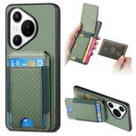 For Huawei Pura 70 Carbon Fiber Vertical Flip Wallet Stand Phone Case(Green)