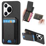 For Huawei Pura 70 Pro Carbon Fiber Vertical Flip Wallet Stand Phone Case(Black)