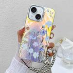 For iPhone 15 Electroplating Laser Flower Phone Case with Wrist Strap(Chrysanthemum AH5)