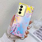 For Samsung Galaxy A15 5G Electroplating Laser Flower Phone Case with Wrist Strap(Peach Blossom AH4)