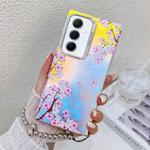 For Samsung Galaxy A55 5G Electroplating Laser Flower Phone Case with Wrist Strap(Peach Blossom AH4)
