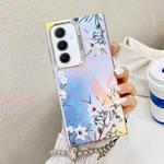 For Samsung Galaxy A55 5G Electroplating Laser Flower Phone Case with Wrist Strap(Morning Glory AH16)