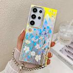 For Samsung Galaxy S24 Ultra 5G Electroplating Laser Flower Phone Case with Wrist Strap(Chrysanthemum AH5)