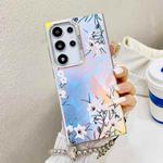 For Samsung Galaxy S24 Ultra 5G Electroplating Laser Flower Phone Case with Wrist Strap(Morning Glory AH16)