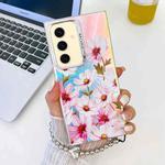 For Samsung Galaxy S24 5G Electroplating Laser Flower Phone Case with Wrist Strap(Cosmos Flower AH7)