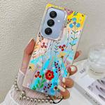 For Samsung Galaxy A25 5G Electroplating Laser Flower Phone Case with Wrist Strap(Flower AH6)