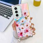For Samsung Galaxy S23 FE 5G Electroplating Laser Flower Phone Case with Wrist Strap(Cosmos Flower AH7)