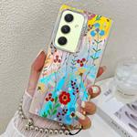 For Samsung Galaxy A54 5G Electroplating Laser Flower Phone Case with Wrist Strap(Flower AH6)