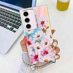 For Samsung Galaxy S23+ 5G Electroplating Laser Flower Phone Case with Wrist Strap(Cosmos Flower AH7)