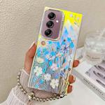 For Samsung Galaxy A14 5G Electroplating Laser Flower Phone Case with Wrist Strap(Chrysanthemum AH5)