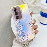 For Samsung Galaxy A14 5G Electroplating Laser Flower Phone Case with Wrist Strap(Plum Blossom AH18)