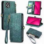 For T-Mobile T Phone 2 5G Geometric Zipper Wallet Side Buckle Leather Phone Case(Green)