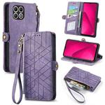 For T-Mobile T Phone 2 5G Geometric Zipper Wallet Side Buckle Leather Phone Case(Purple)