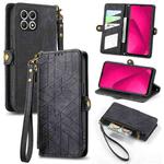 For T-Mobile T Phone 2 5G Geometric Zipper Wallet Side Buckle Leather Phone Case(Black)