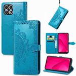 For T-Mobile REVVL 7 5G Mandala Flower Embossed Leather Phone Case(Blue)