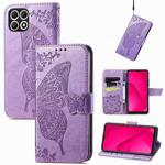 For T-Mobile T Phone 2 5G Butterfly Love Flower Embossed Leather Phone Case(Light Purple)