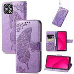 For T-Mobile T Phone 2 Pro 5G Butterfly Love Flower Embossed Leather Phone Case(Light Purple)