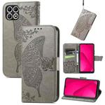 For T-Mobile T Phone 2 Pro 5G Butterfly Love Flower Embossed Leather Phone Case(Gray)