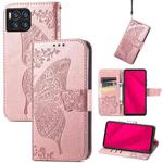 For T-Mobile REVVL 7 Pro 5G Butterfly Love Flower Embossed Leather Phone Case(Rose Gold)