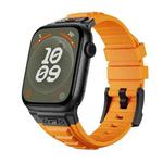 For Apple Watch SE 2023 44mm Metal Connector Silicone Watch Band(Orange+Black Buckle)