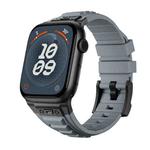 For Apple Watch SE 2023 44mm Metal Connector Silicone Watch Band(Grey+Black Buckle)