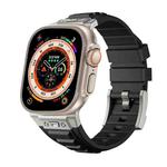 For Apple Watch Ultra 2 49mm Metal Connector Silicone Watch Band(Black+Titanium Color Buckle)