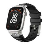 For Apple Watch Series 9 45mm Metal Connector Silicone Watch Band(Black+Titanium Color Buckle)