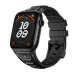 For Apple Watch Series 9 45mm Metal Connector Silicone Watch Band(Black+Black Buckle)