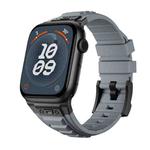 For Apple Watch Series 9 45mm Metal Connector Silicone Watch Band(Grey+Black Buckle)