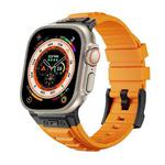 For Apple Watch Ultra 49mm Metal Connector Silicone Watch Band(Orange+Black Buckle)
