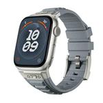 For Apple Watch Series 8 45mm Metal Connector Silicone Watch Band(Grey+Titanium Color Buckle)