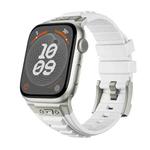 For Apple Watch Series 7 45mm Metal Connector Silicone Watch Band(White+Titanium Color Buckle)