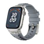 For Apple Watch Series 7 45mm Metal Connector Silicone Watch Band(Grey+Titanium Color Buckle)